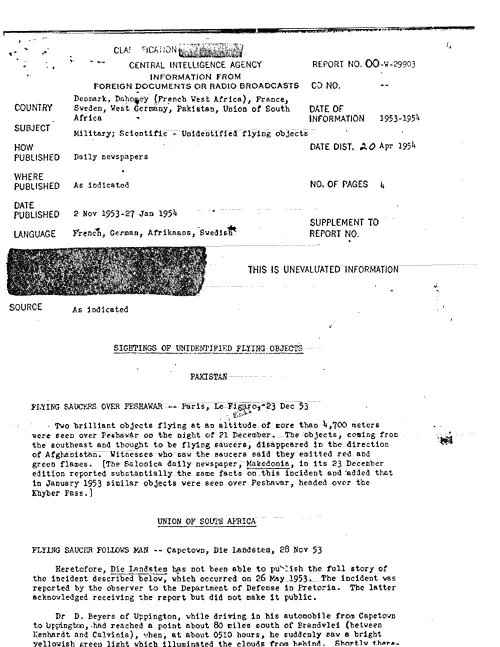 First page of CIAUFO - SIGHTINGS OF UNIDENTIFIED FLYING OBJECTS