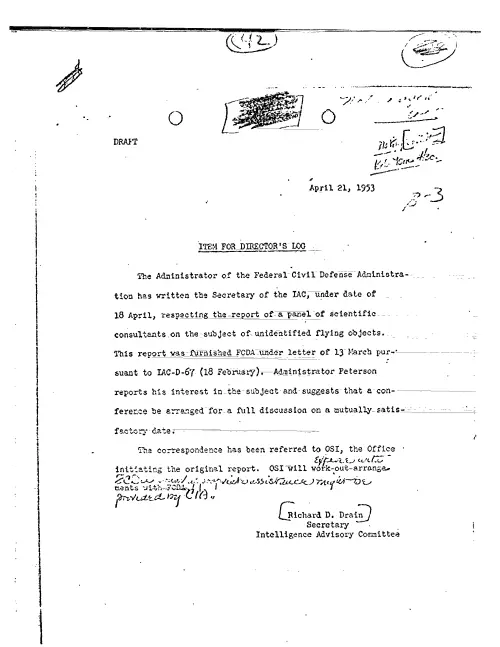 First page of CIAUFO - ITEM FOR DIRECTOR'S LOG