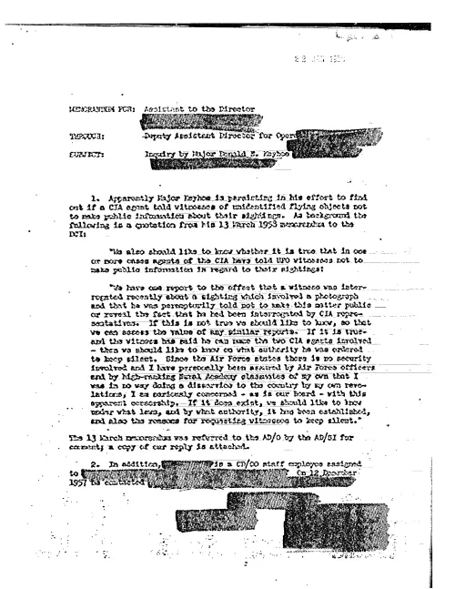 First page of CIAUFO - INQUIRY BY MAJOR DONALD E. KEYHOE (DELETED)