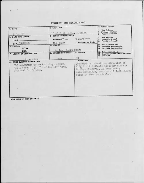 First page of 1959.09 - 8409495 - 10 Mi E Of Miami, Florida