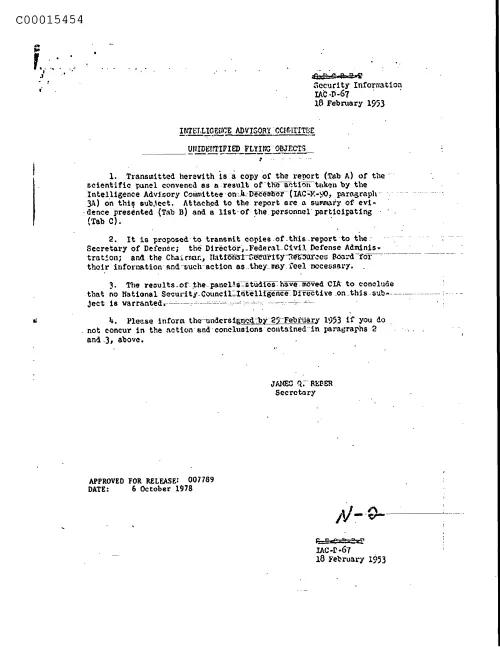 First page of CIAUFO - IntelligenceAdvisoryCommitteeUnidentifiedFlyingObjectsDoc_0005516119