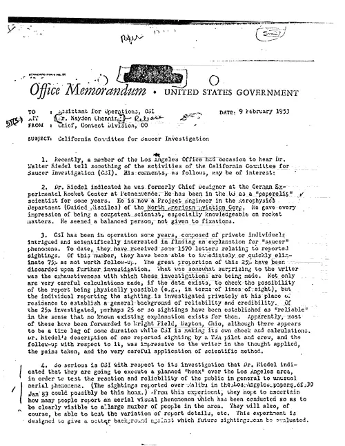 First page of CIAUFO - CALIFORNIA COMMITTEE FOR SAUCER INVESTIGATION