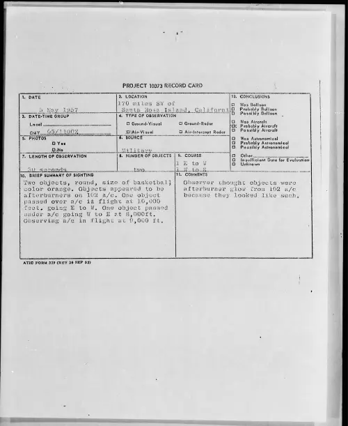 First page of 1957.05 - 6789760 - 170 miles SW of Santa Rosa Island, California