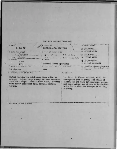 First page of 1952-12-9170077-MITCHELAFB-NEWYORK