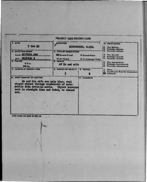 First page of 1952-10-6383733-ALOMOGORDO-N-MEX