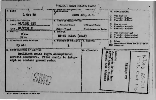 First page of 1952-10-6383638-SHAWAFB-S-C