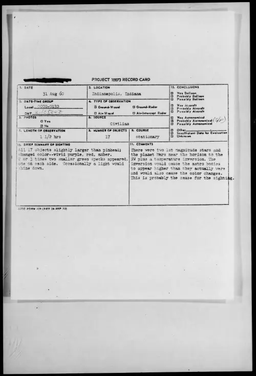First page of 1960.08 - 7823049 - Indianapolis, Indiana