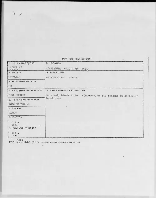 First page of 1954.10 - 8727755 - MIAMISBURG, OHIO and ADA, OHIO
