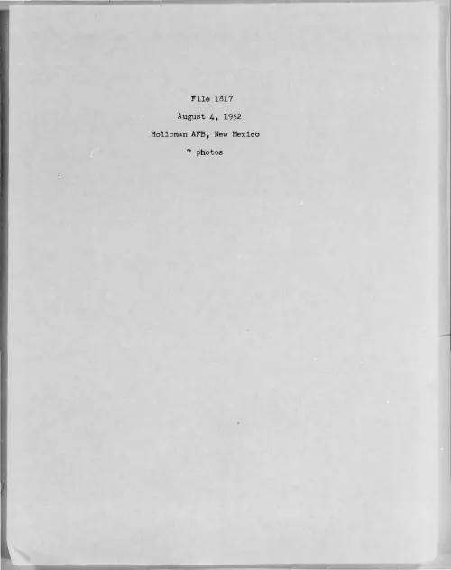 First page of 1952-08-7274953-HollowmanAFB-NewMexico-1817-