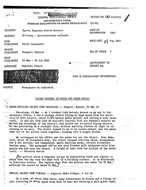 First page of CIAUFO - FLYING SAUCERS IN SPAIN AND NORTH AFRICA
