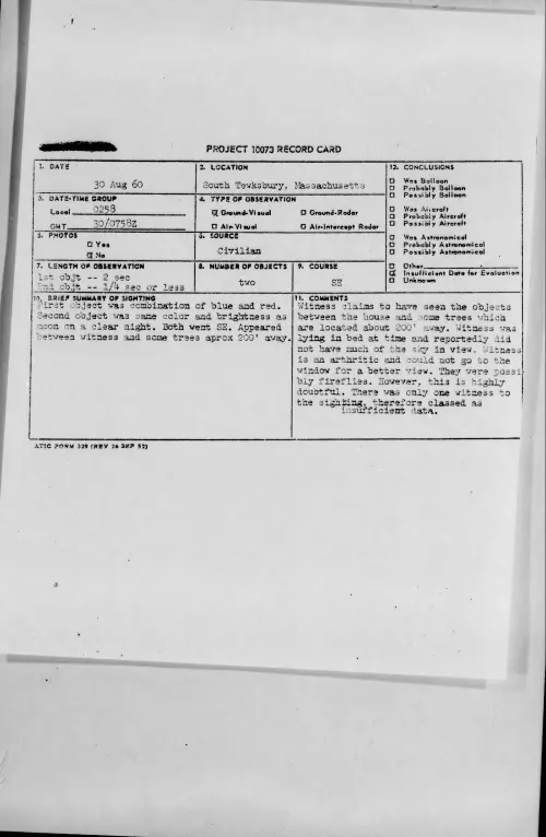 First page of 1960.08 - 7823021 - South Tewksbury, Massachusetts
