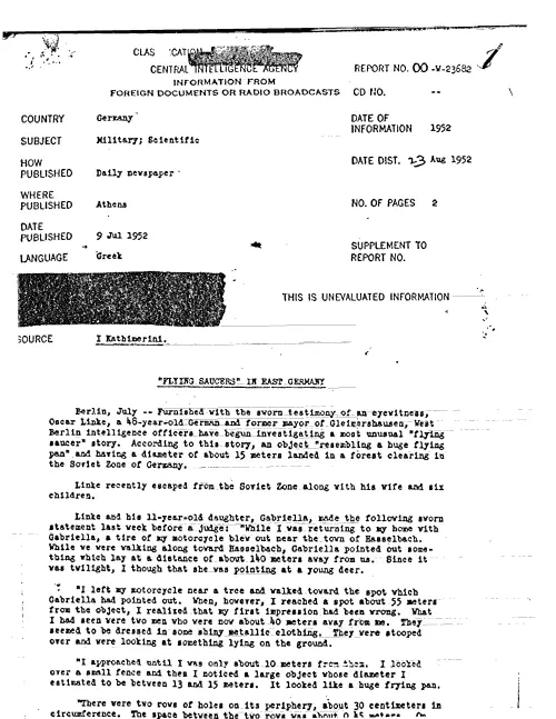 First page of CIAUFO - 'FLYING SAUCERS' IN EAST GERMANY