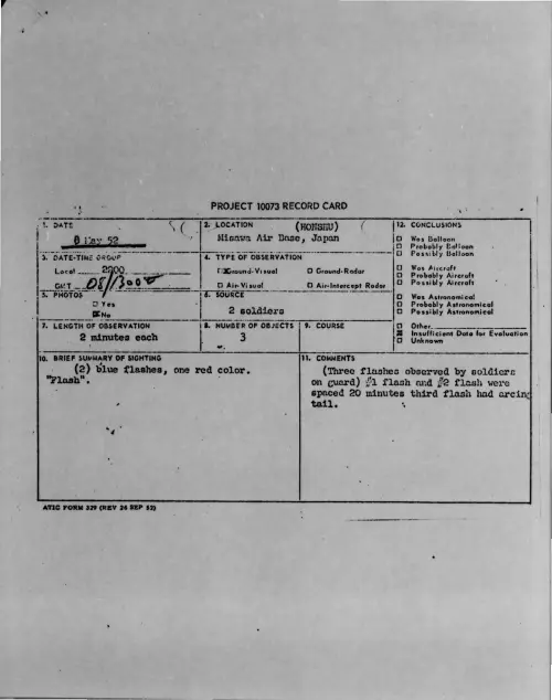 First page of 1952-05-9612882-MisawaAirBase-Japan