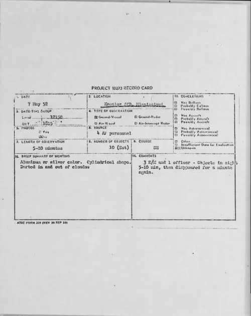 First page of 1952-05-6316037-KeeslerAFB-Mississippi
