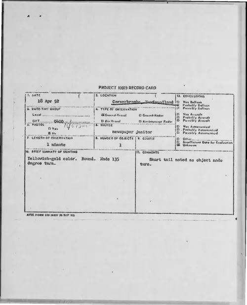 First page of 1952-04-6313162-Cornerbrooke-Newfoundland