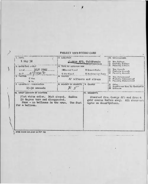 First page of 1952-05-6314164-GeorgeAFB-California
