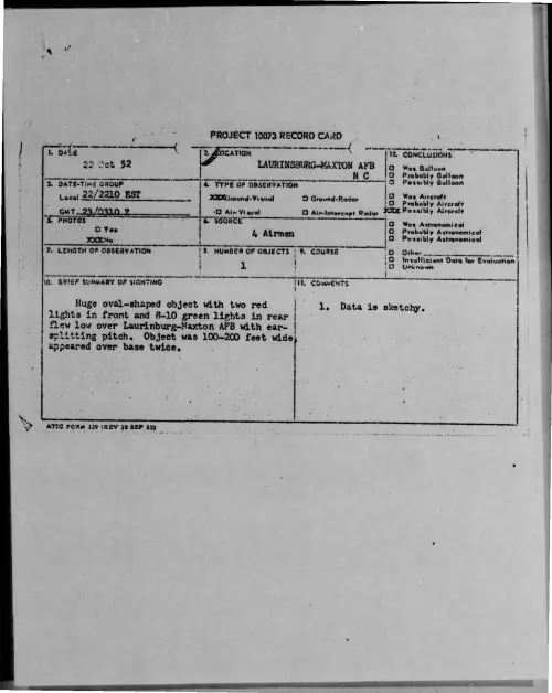 First page of 1952-10-9169300-LAURINSBURG-MAXTONAFBNC