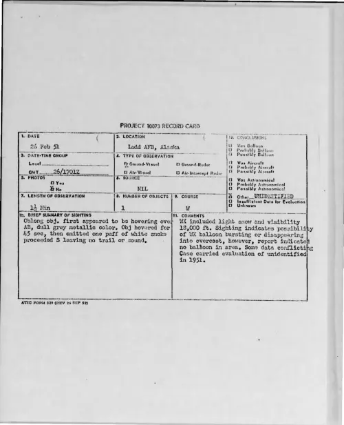 First page of 1951-02-7006888-LaddAFB-Alaska