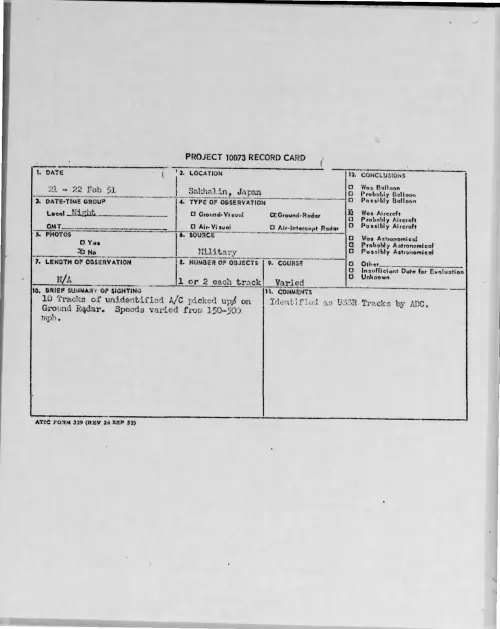 First page of 1951-02-7006682-Sakhalin-Japan