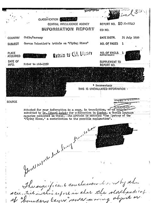 First page of CIAUFO - GERMAN SCIENTIST'S ARTICLE ON 'FLYING DISCS'