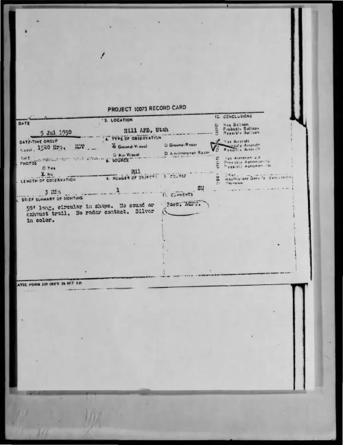 First page of 1950-07-9615219-HillAFB-Utah