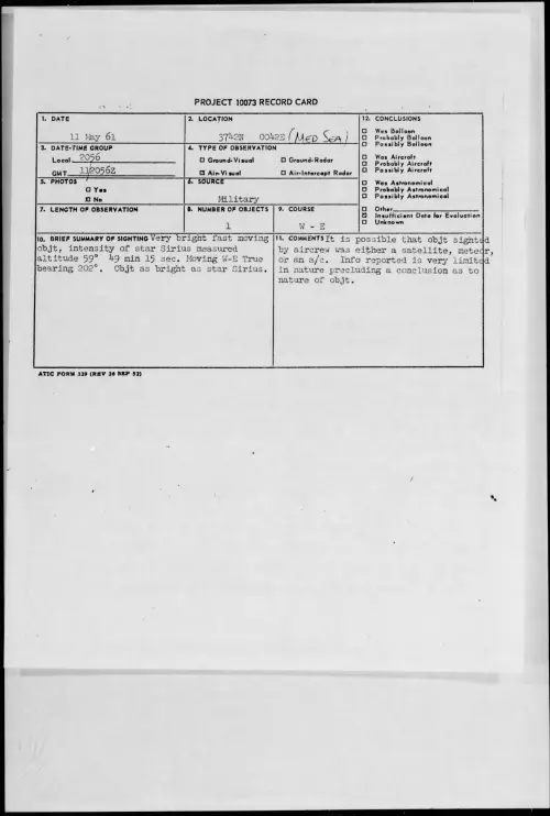 First page of 1961.05 - 8682949 - 3742N 0042E (MED SEA)