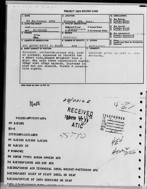 First page of 1958.09 - 7198704 - Glasgow AFB, Montana