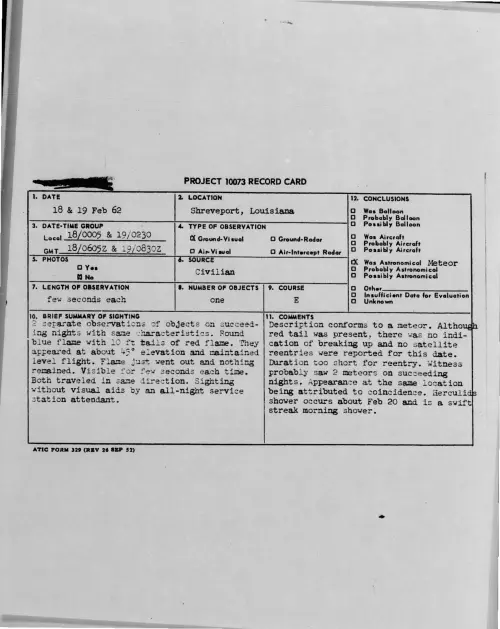 First page of 1962-02-8705031-Shreveport-Louisiana