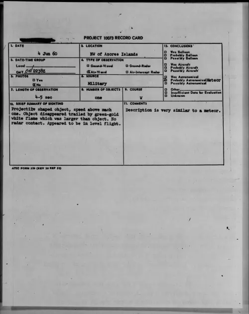 First page of 1960.06 - 7813094 - NW of Azores, Islands