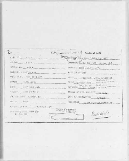 First page of 1947-08-9669476-RapidCityAFB-Weaver-S-D--135-