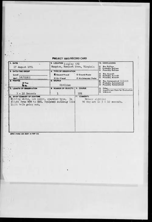 First page of 1954.08 - 8716164 - Langley AFB Hampton, Newport News, Virginia