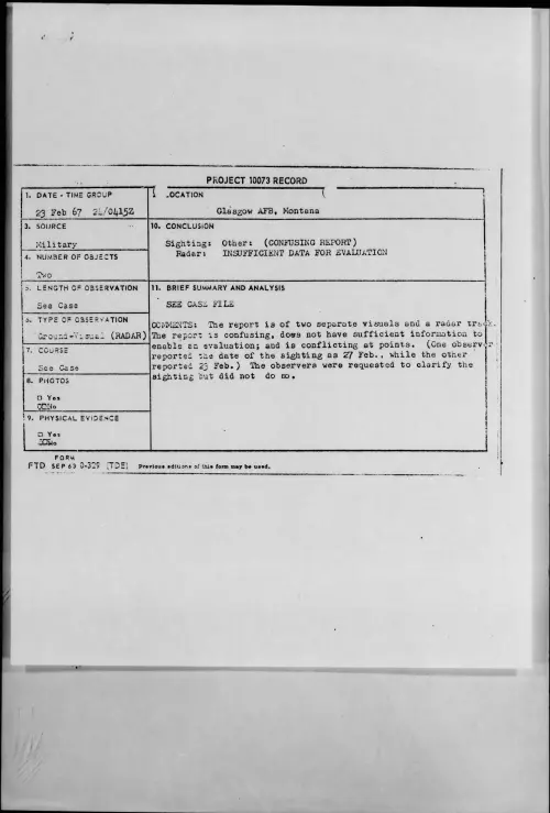 First page of 1967-02-9666364-GlasgowAFB-Montana