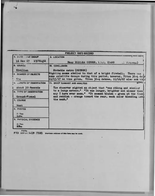 First page of 1967-11-6976602-NearBEECHESCORNER-UCON-IDAHO