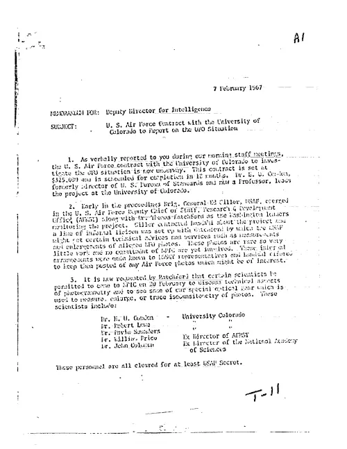 First page of CIAUFO - U.S. AIR FORCE CONTRACT WITH THE UNIVERSITY OF COLORADO TO REPORT ON THE UFO