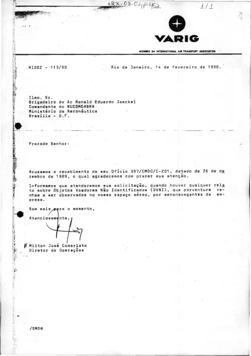 First page of BrazilianUFOFiles - BR AN BSB ARX 003 001