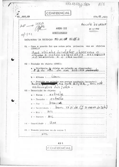 First page of BrazilianUFOFiles - BR AN BSB ARX 003 003