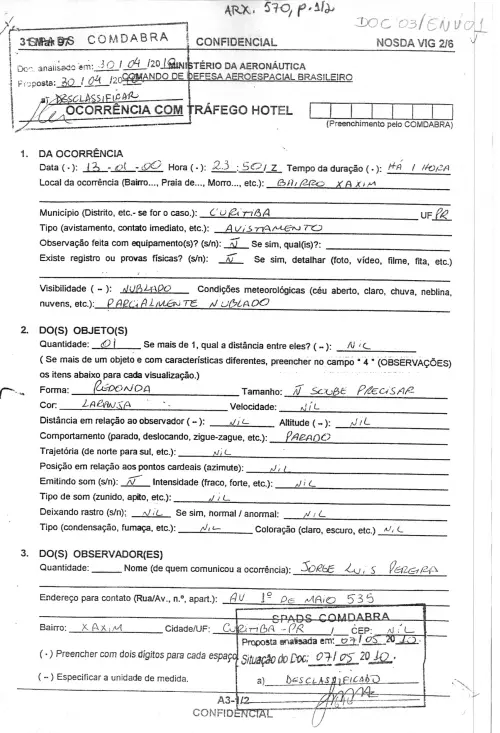 First page of BrazilianUFOFiles - BR AN BSB ARX 570