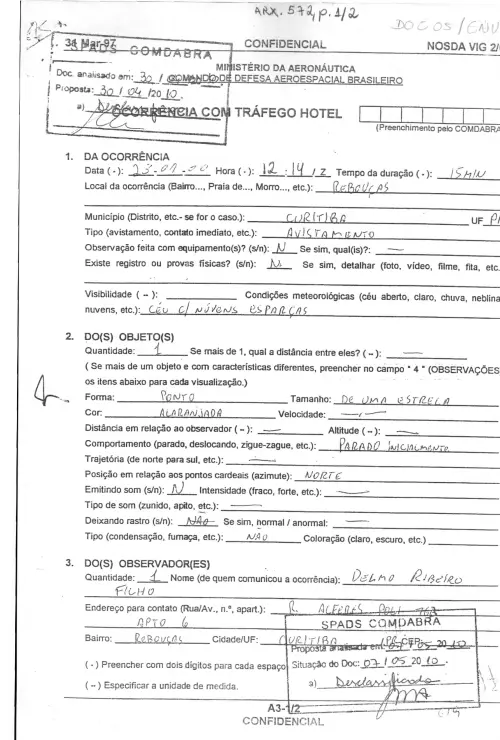 First page of BrazilianUFOFiles - BR AN BSB ARX 572