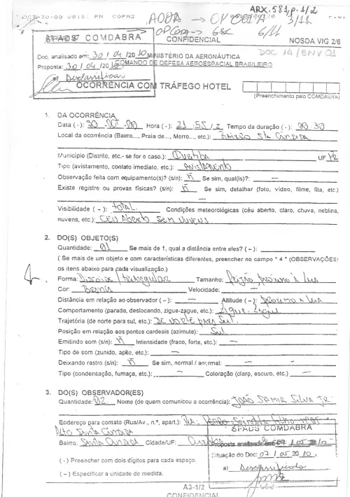 First page of BrazilianUFOFiles - BR AN BSB ARX 581