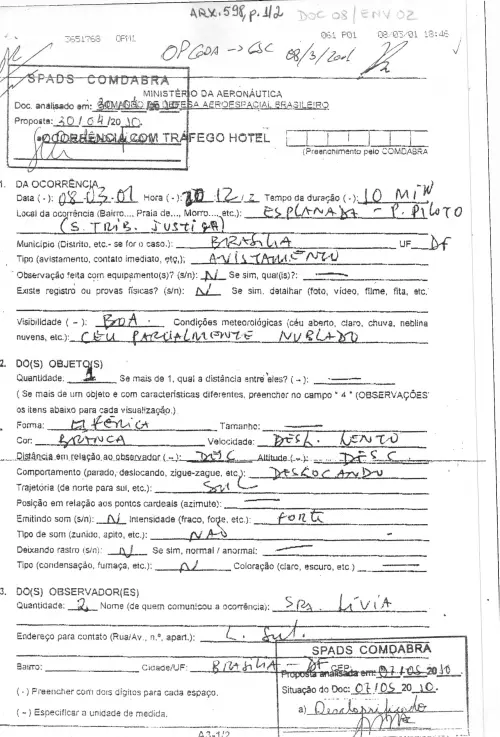 First page of BrazilianUFOFiles - BR AN BSB ARX 598