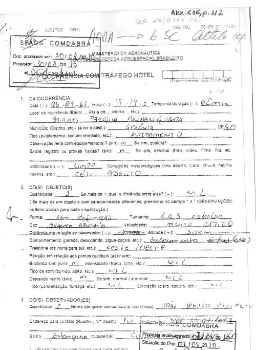 First page of BrazilianUFOFiles - BR AN BSB ARX 616