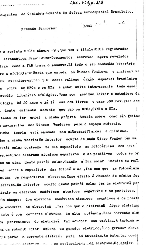 First page of BrazilianUFOFiles - BR AN BSB ARX 615
