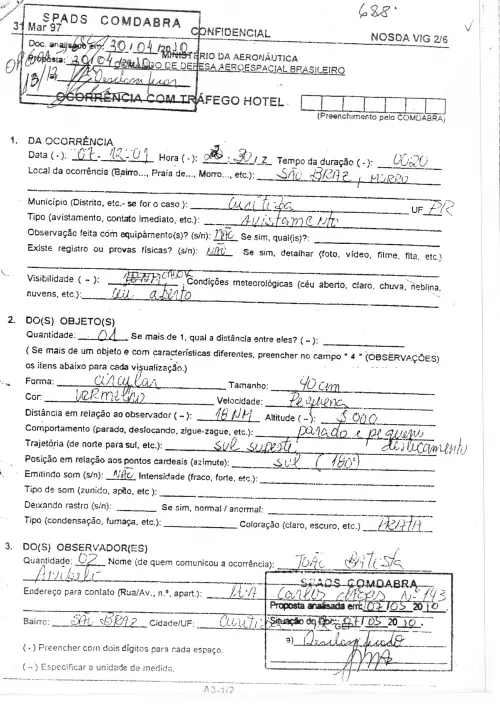 First page of BrazilianUFOFiles - BR AN BSB ARX 618