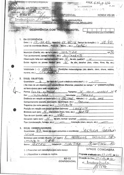 First page of BrazilianUFOFiles - BR AN BSB ARX 632