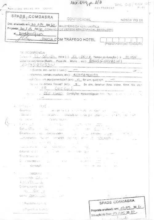 First page of BrazilianUFOFiles - BR AN BSB ARX 644