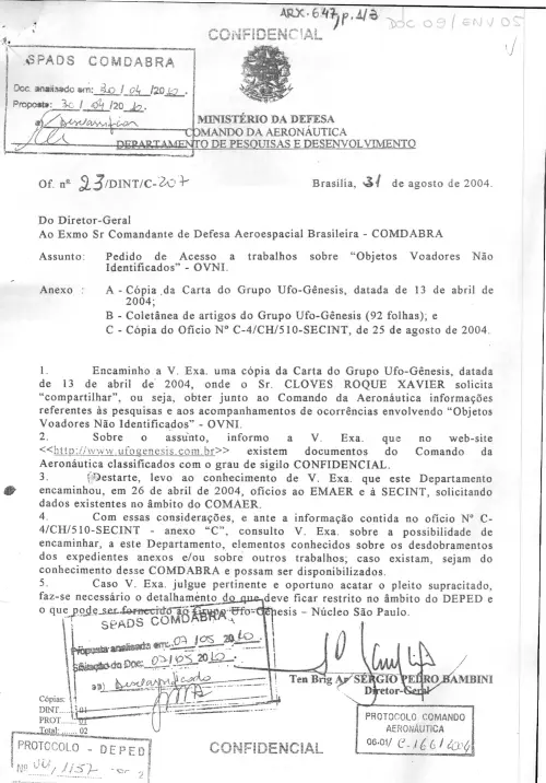 First page of BrazilianUFOFiles - BR AN BSB ARX 647