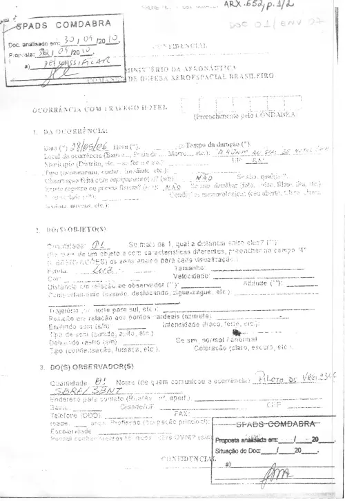 First page of BrazilianUFOFiles - BR AN BSB ARX 652