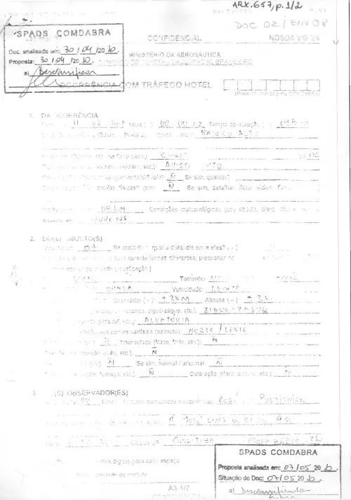 First page of BrazilianUFOFiles - BR AN BSB ARX 657