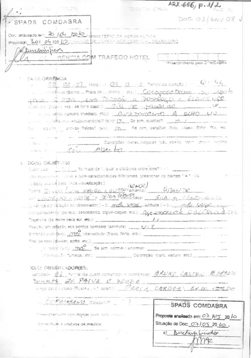 First page of BrazilianUFOFiles - BR AN BSB ARX 656