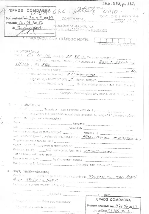 First page of BrazilianUFOFiles - BR AN BSB ARX 653